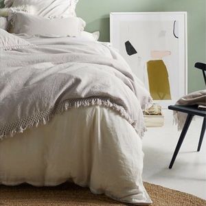 Anthropologie Crochet Fringe Textured Duvet